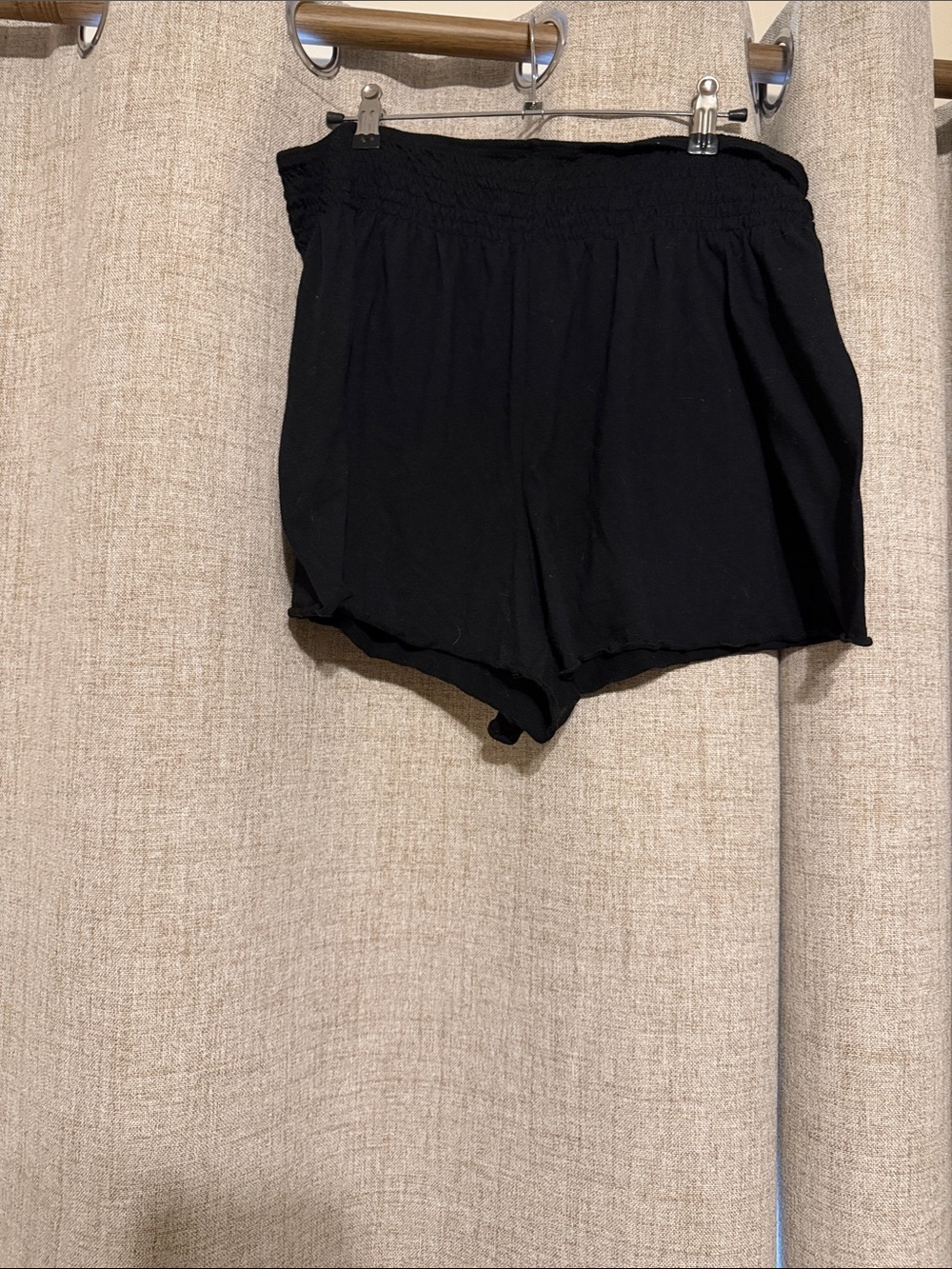 SHEIN pull on elastic waist Black Smocked Waist Lightweight Shorts 2X